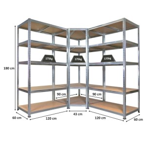 PROREGAL Mega Deal: Eckregal & 2 Schwerlastregale Ragnar, 180x180x60 cm, verzinkt, für Keller, Garage.