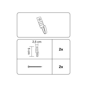 Gardinia Raffhaken Geo, silber-matt, mit Nagel zur Wandbefestigung, 2er-Set.