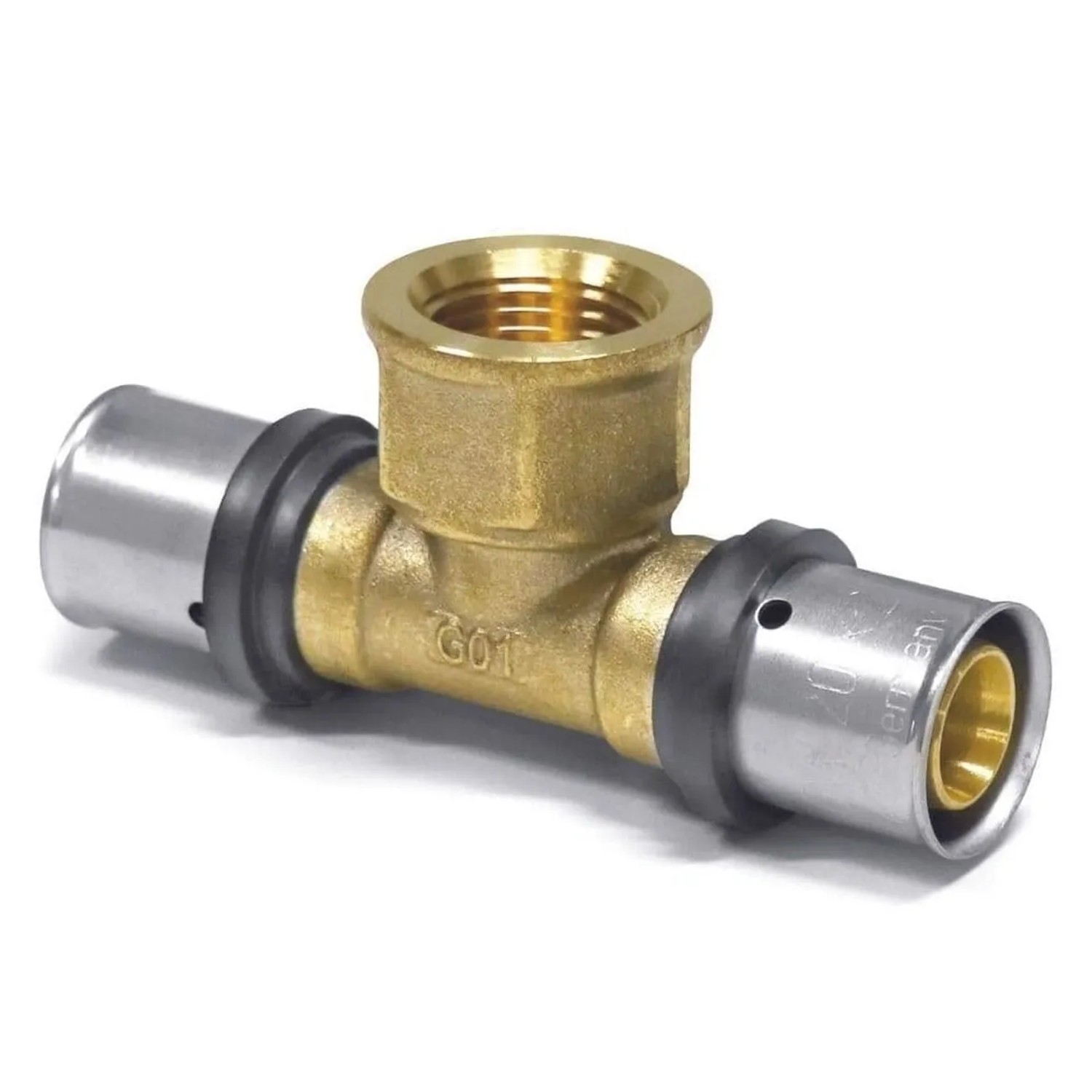 Boni-Shop Pressfitting T-stück 32 X 3 mm 1 1/4 Zoll IG 32 X 3 mm Metall Gold