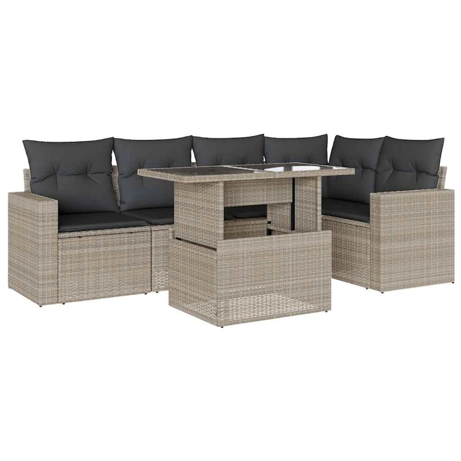 vidaXL 6-Tlg Garten-Sofagarnitur mit Kissen Hellgrau Poly Rattan 3267262 günstig online kaufen
