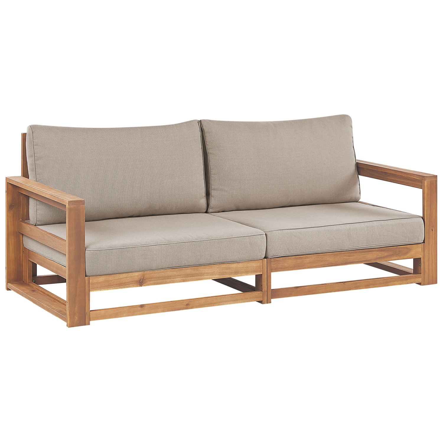Beliani Gartensofa Heller Holzfarbton Grau Beige 75x184x72 günstig online kaufen
