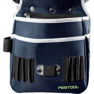 Robuster Festool Werkzeuggürtel TB FT1 in Dunkelblau mit Reißverschlussfach und vielen Fächern zur Werkzeug-Aufbewahrung.