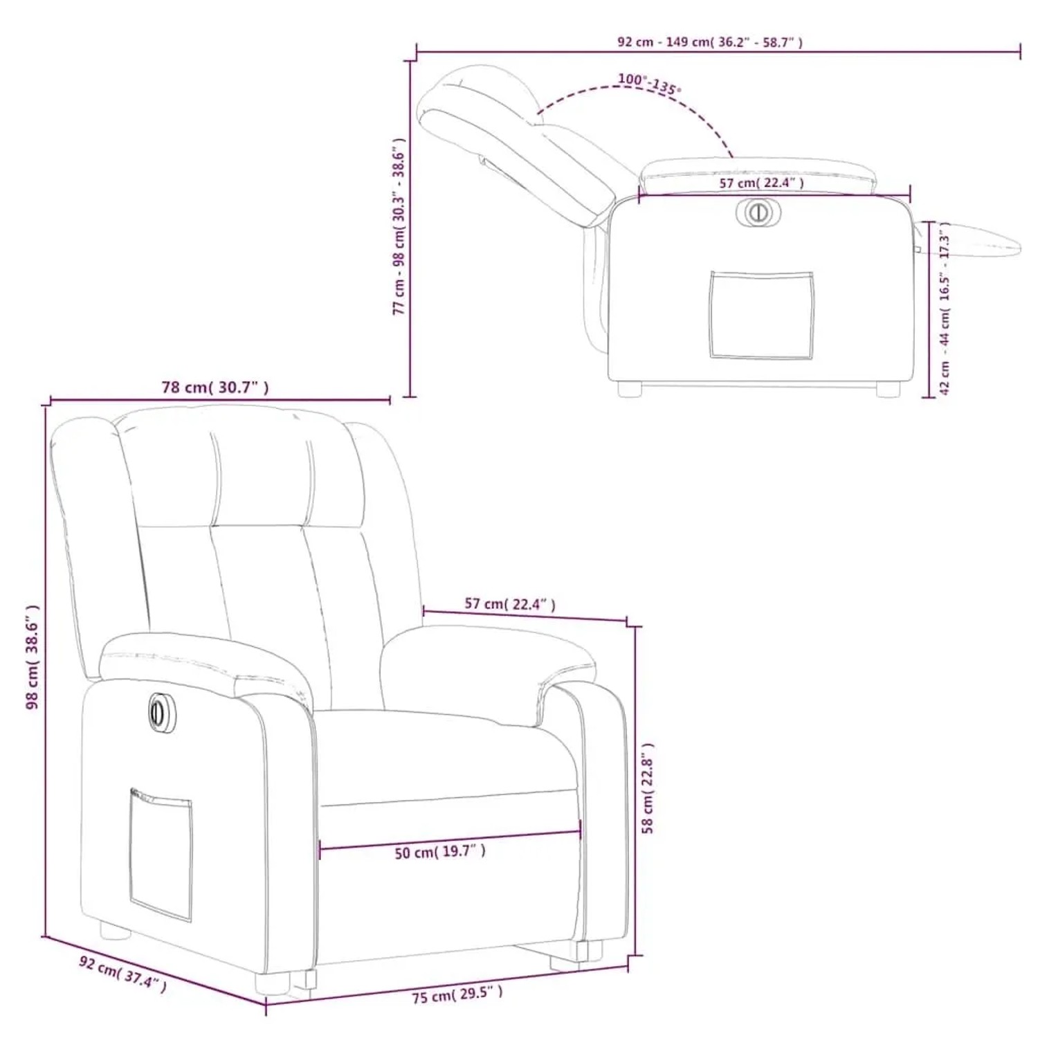 vidaXL Relaxsessel mit Aufstehhilfe Elektrisch Cappuccino Kunstleder 3205284_17