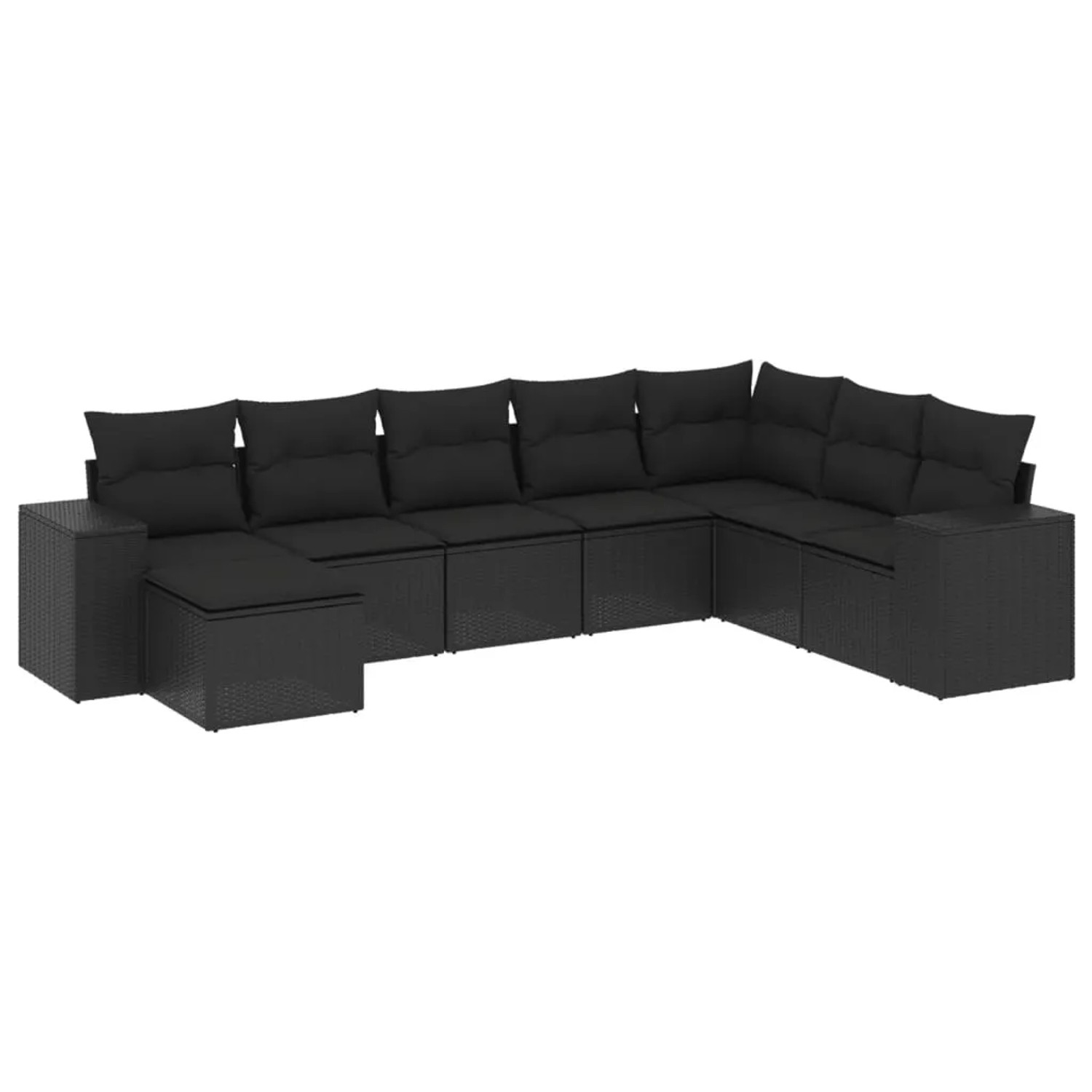 vidaXL 8-Tlg Garten-Sofagarnitur mit Kissen Schwarz Poly Rattan 3255292