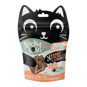 Lucky Lou Katzen-Trockenfutter Sticks Huhn & Kaninchen, 50g Packung.