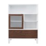 Teamson Home Tyler Badschrank mit Schublade, Regalen, Glas-Tür, weiß/Nussbaum Optik.