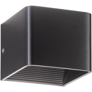 Schwarze, eckige LED-Wandleuchte Dan von Fischer & Honsel, 500 Lumen, warmweiß.