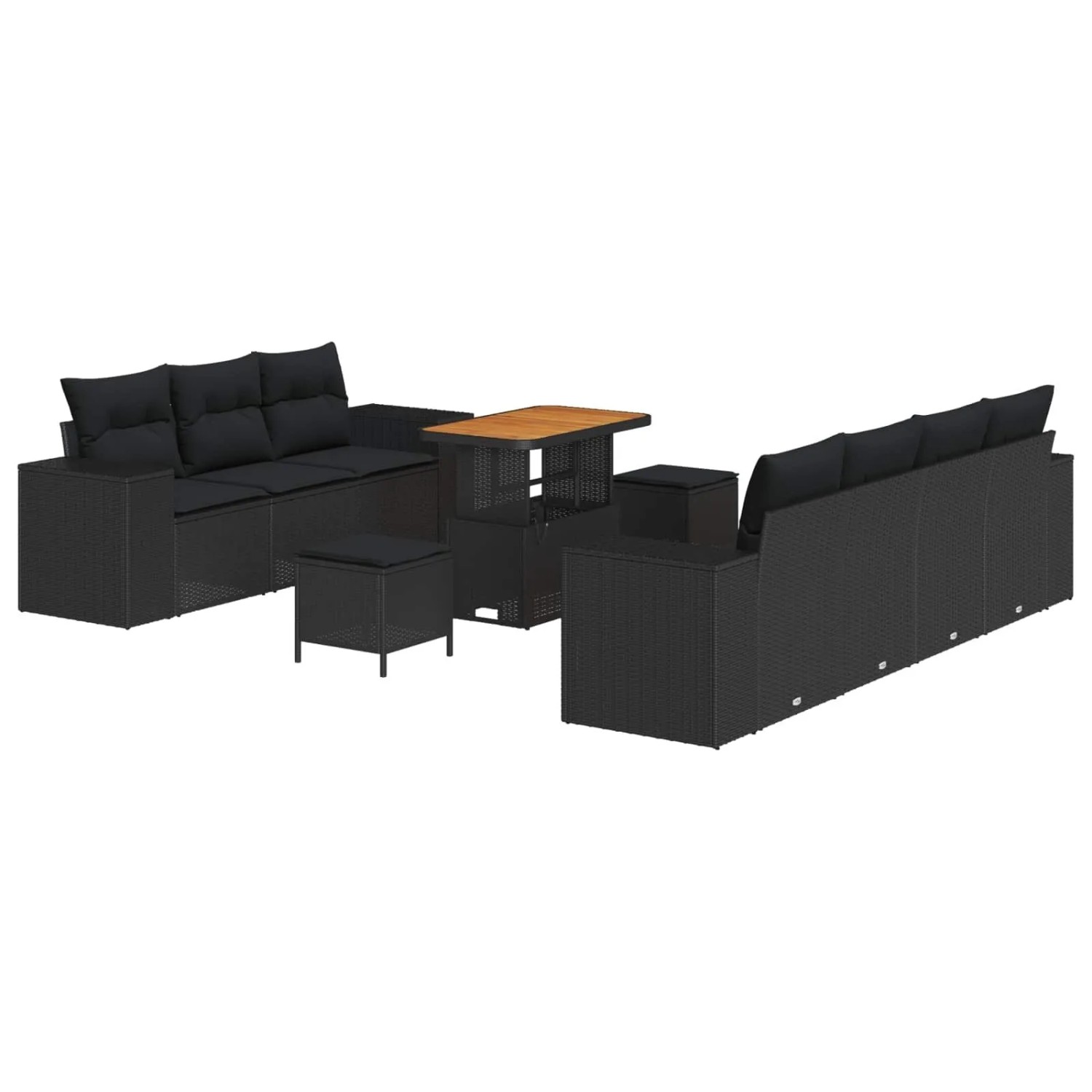 vidaXL Gartensofa-set mit Kissen 10-Tlg Schwarz Poly-Rattan 3363919 günstig online kaufen