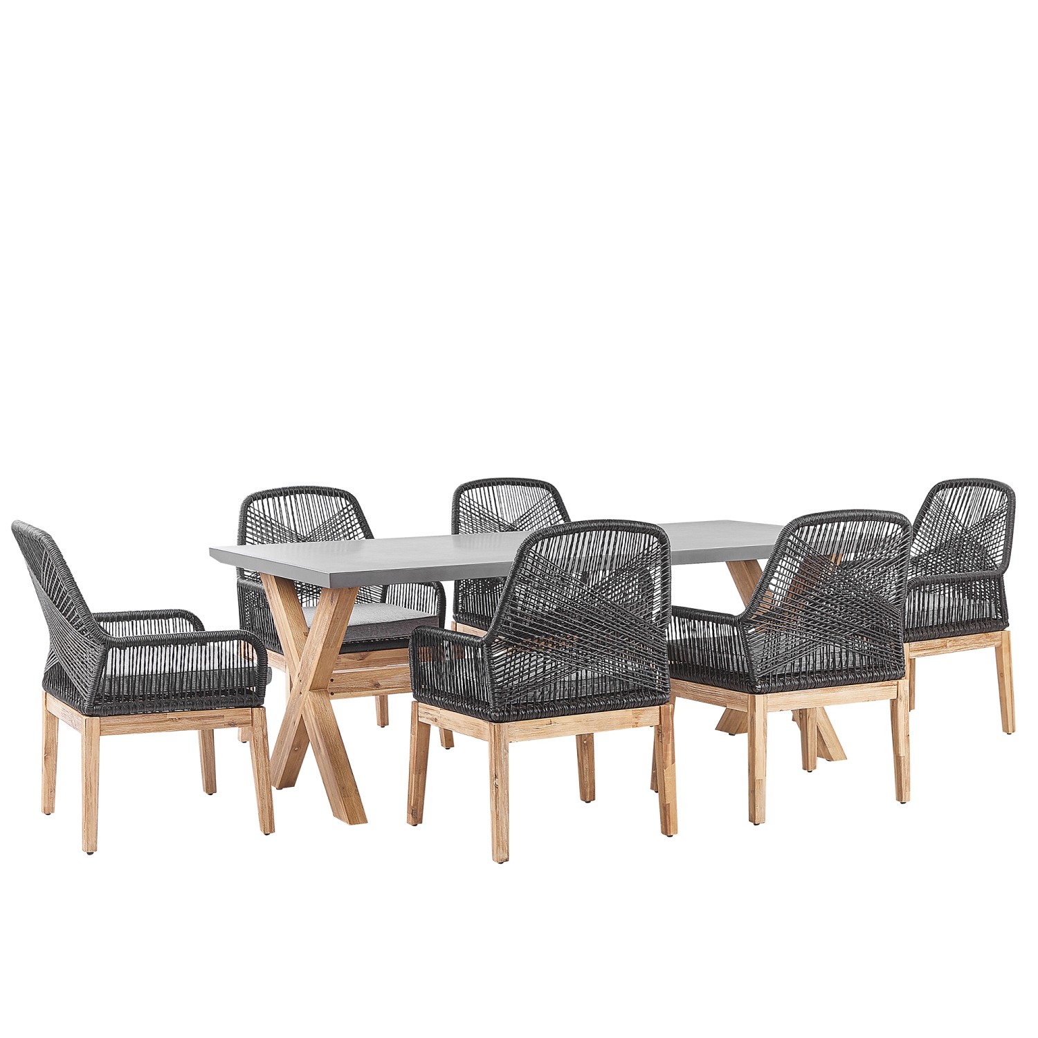 Beliani Gartentisch Set OLBIA Hellgrau 100x200x89 günstig online kaufen