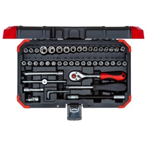Gedore Steckschlüsselsatz, 46-teilig im roten Koffer. Werkzeug-Set mit Knarre, Nüssen und Bits.