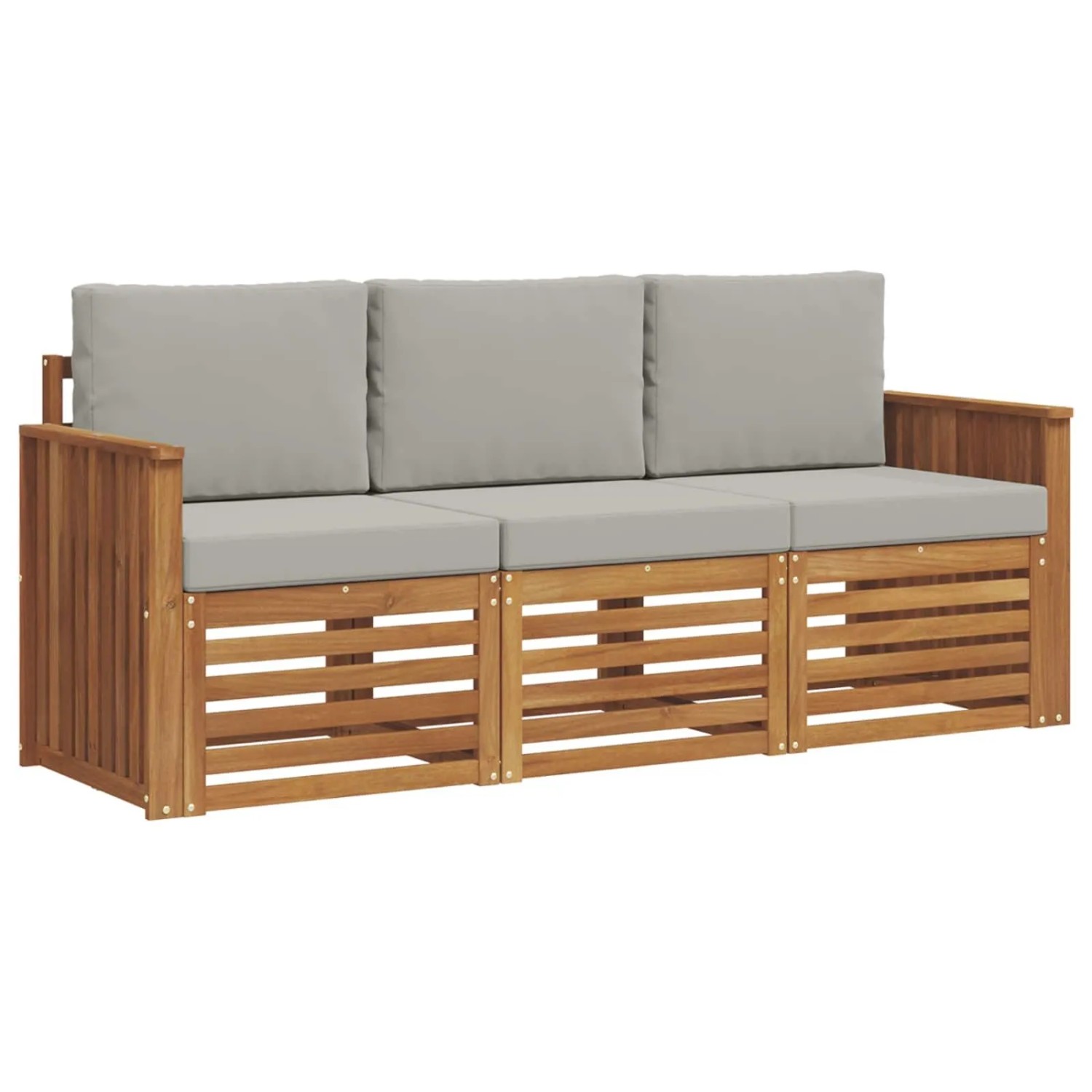 vidaXL Sofagarnituren 3 Tlg Natur und Hellgrau Massivholz Akazie 3374286