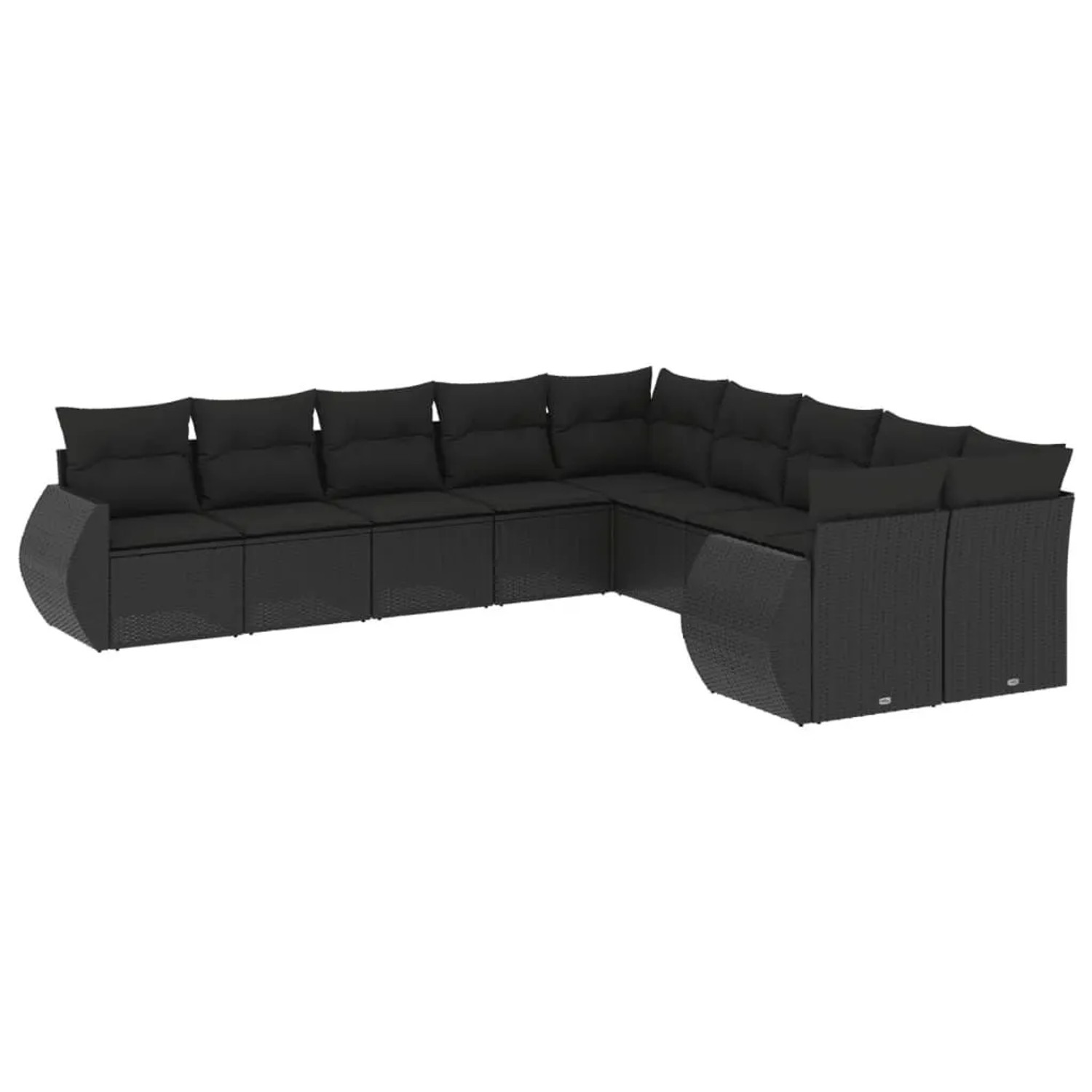 vidaXL 10-Tlg Garten-Sofagarnitur mit Kissen Schwarz Poly Rattan 3221904 günstig online kaufen