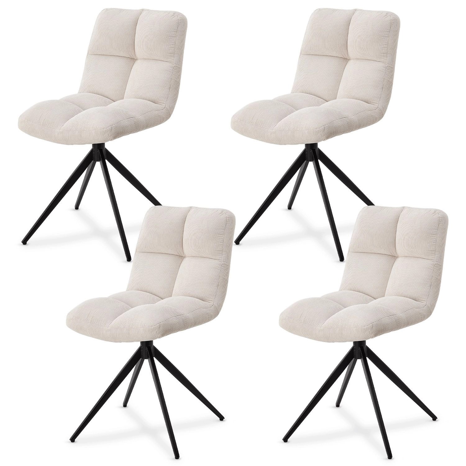 Juskys Drehstuhl Dallas 4er Set Cord Beige