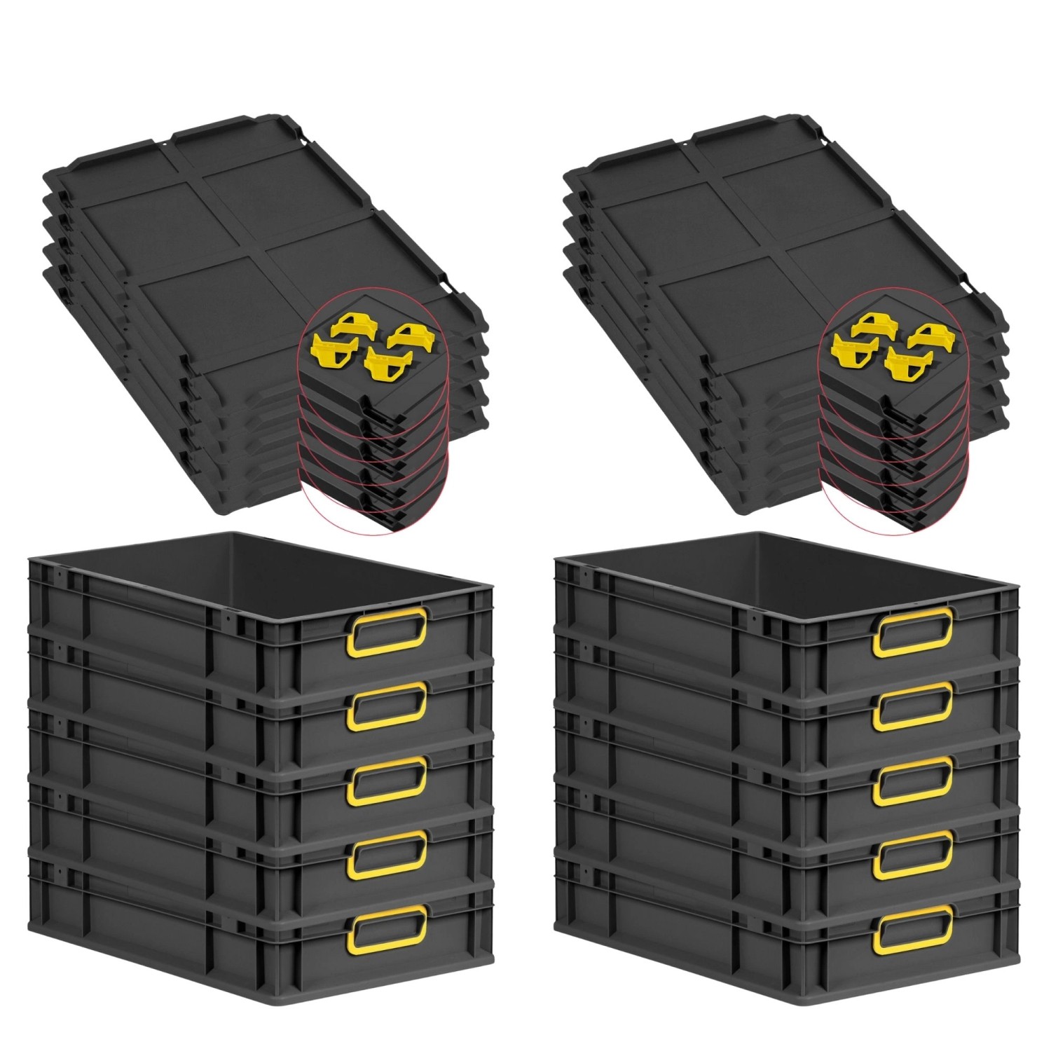 PROREGAL SparSet 10x Eurobox Nextgen Color Mit Auflagedeckel HxBxT 12x40x60 günstig online kaufen