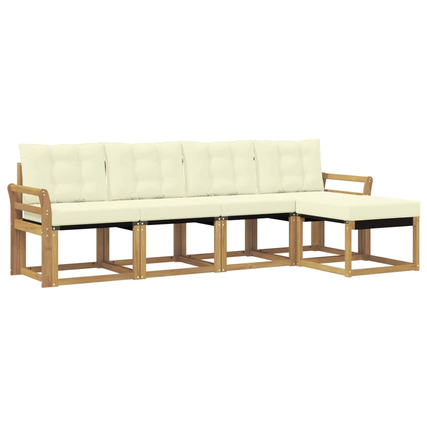 vidaXL Outdoor-Sofagarnitur mit Kissen 5-Tlg Weiß und Creme 3389380
