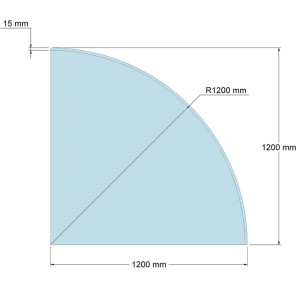 Feuercampus Funkenschutzplatte Glas für Kaminofen Viertelkreis 120 x 120 x 0,6 cm