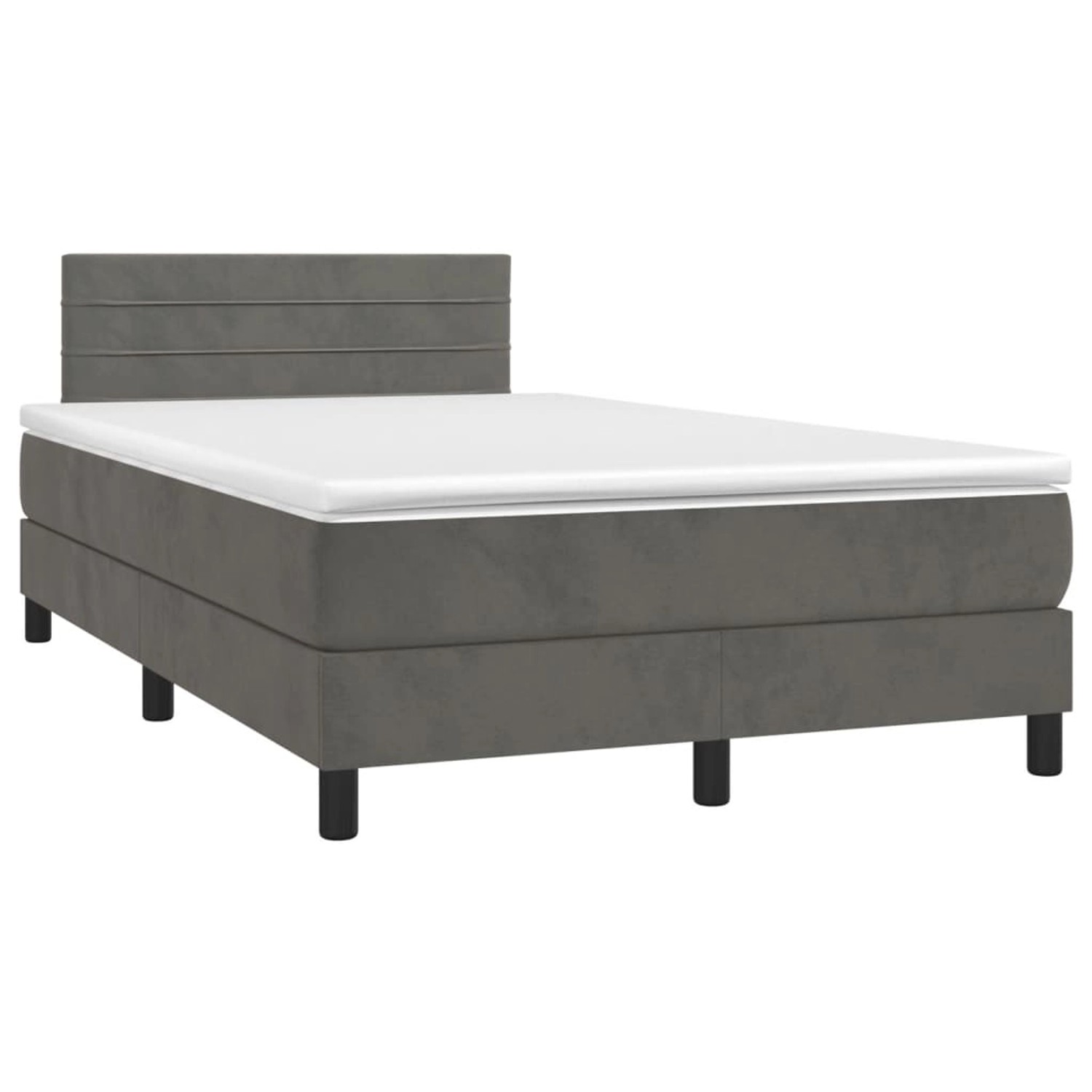 vidaXL Boxspringbett mit Matratze & LED Dunkelgrau 120x200 cm Samt 3134454 günstig online kaufen
