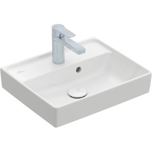 Villeroy & Boch Collaro Handwaschbecken, 45 cm, weiß mit Armatur. Ideal für Gäste-WC.