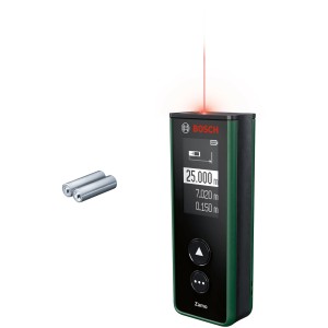 Bosch Zamo Laser-Entfernungsmesser mit Akkus und USB-C. Messbereich bis 25 m.
