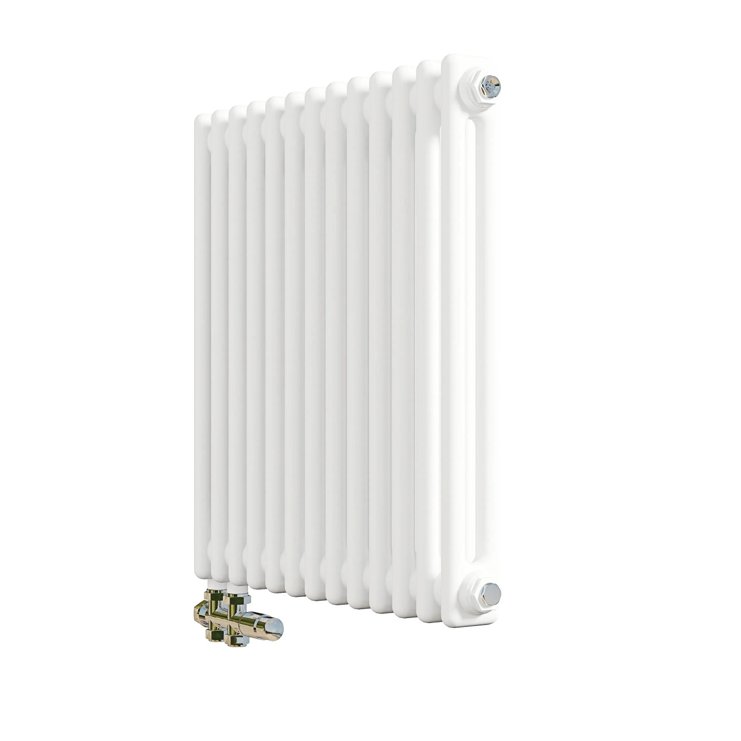 AICA Traditioneller Heizkörper 600 x 605 mm Gusseisenstil 2 Spalten mit Seitenanschluss Weiß 663W