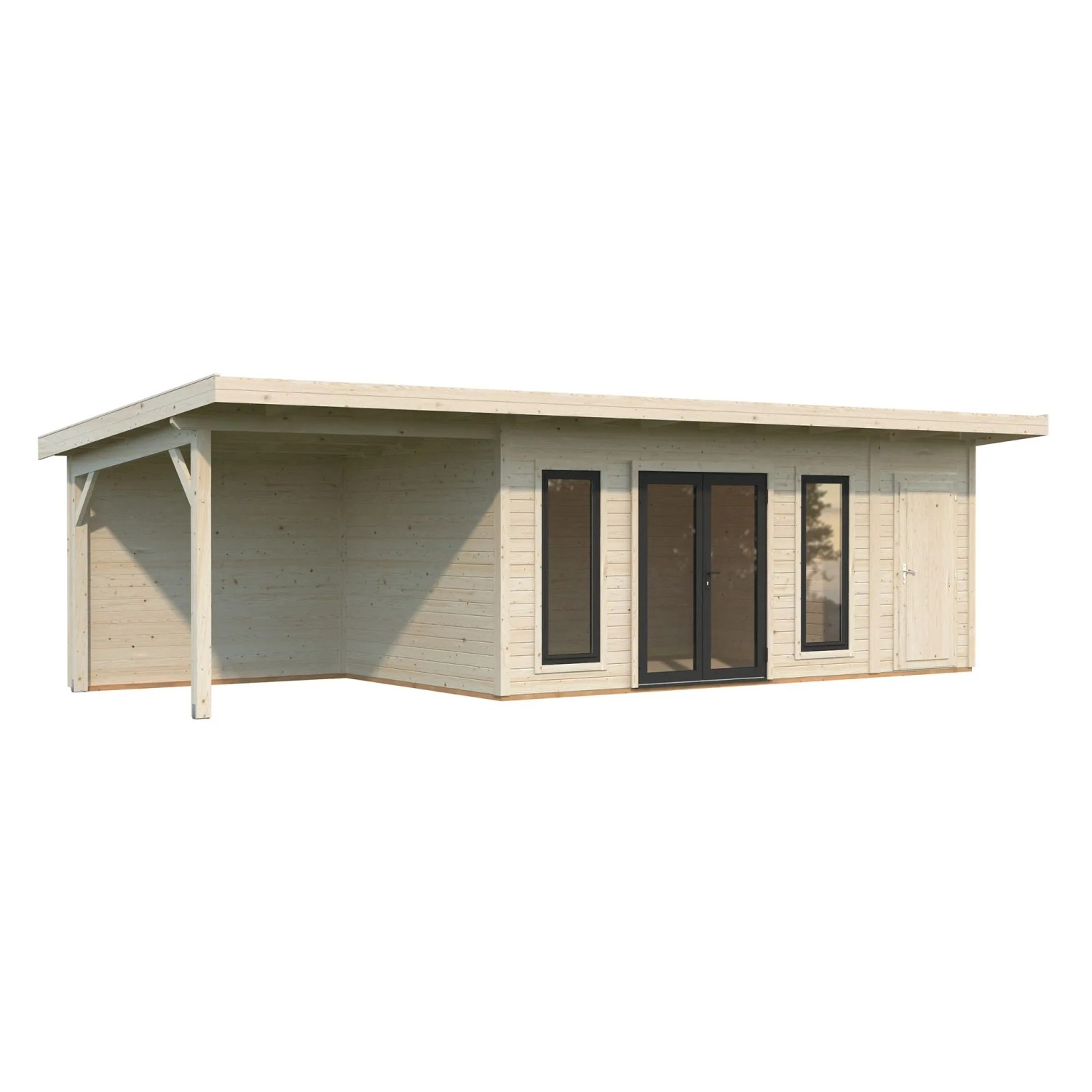 Palmako Holz-Gartenhaus Aurelia Pultdach Tauchgrundiert 889 cm x 300 cm 24,6 m²
