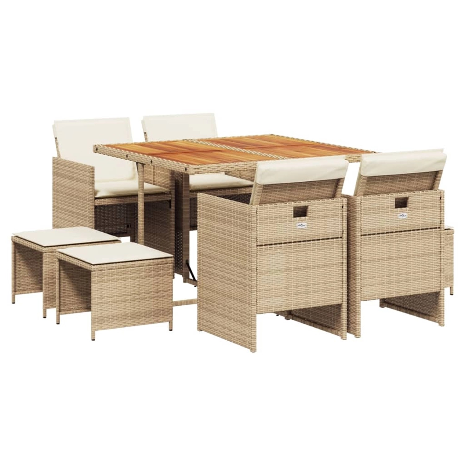 vidaXL 9-tlg Garten-Essgruppe mit Kissen Beige Poly Rattan Modell 33 günstig online kaufen