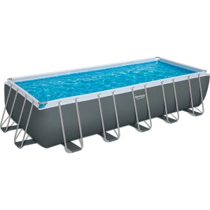 Bestway Stahlrahmenpool-Set PowerSteel, 640x274x132cm, grau, mit Sandfilteranlage.