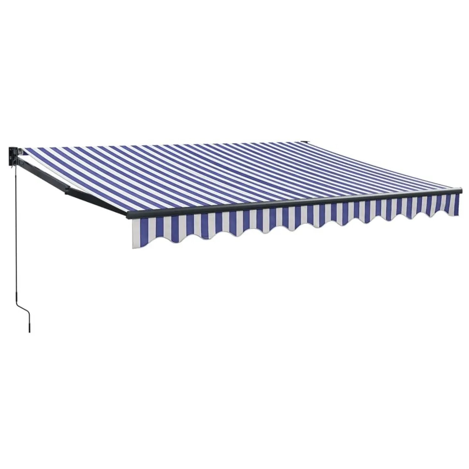 Furnicato Einziehbare Markise 3 5x2 5 M Blau Und Weiß Aus Pulverbeschichtetem Aluminium Mit Uv Beständigem Polyesterstoff