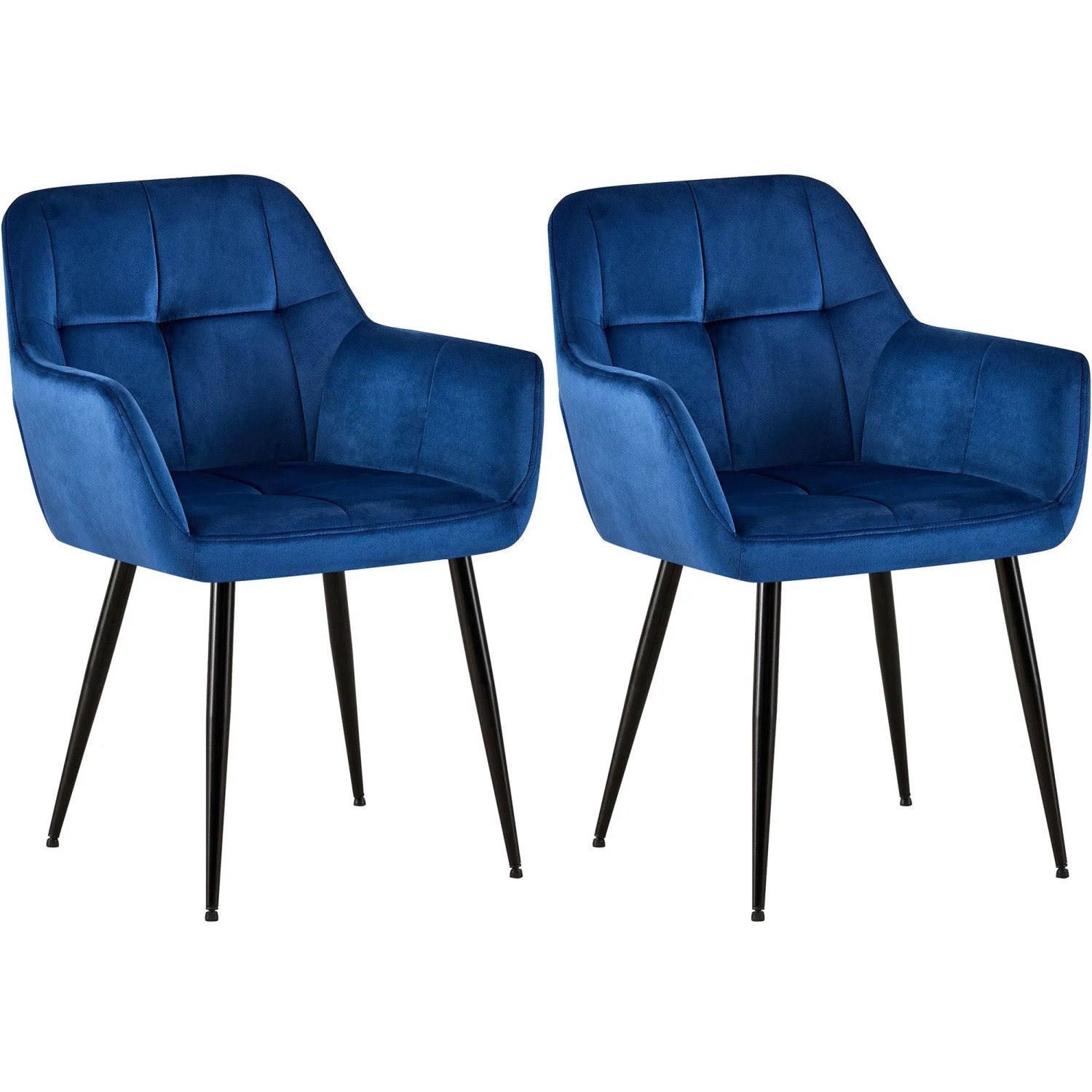 CLP 2er Set Esszimmerstuhl Emia Samt Blau