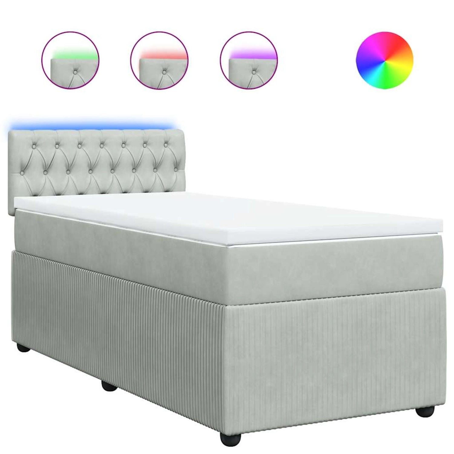 vidaXL Boxspringbett mit Matratze Hellgrau 90x190 cm Samt 3289920 günstig online kaufen
