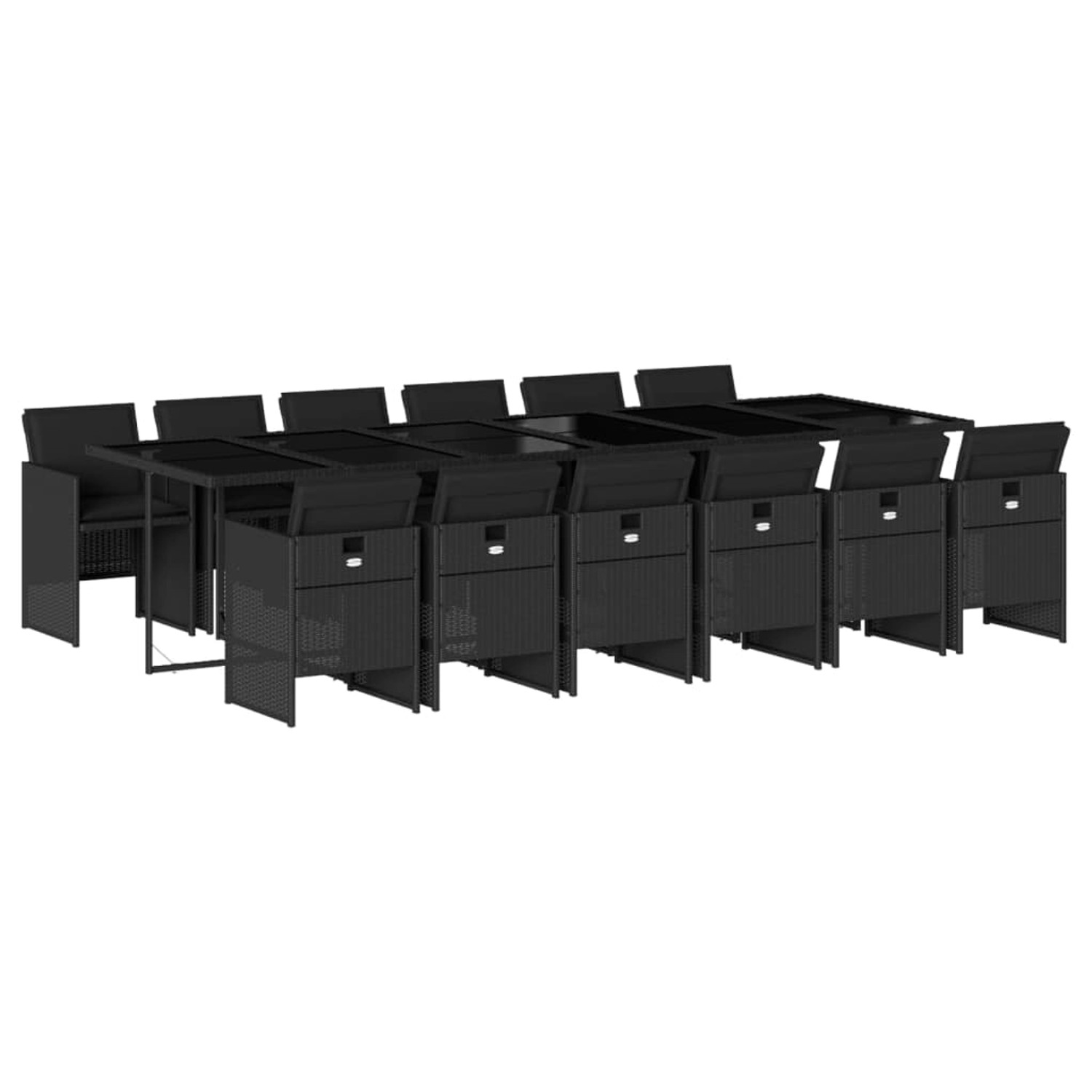 vidaXL 13-Tlg Garten-Essgruppe mit Kissen Schwarz Poly Rattan 3277710 günstig online kaufen
