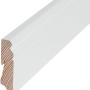 Weiße Massivholz Sockelleiste, 70 mm hoch, für harmonische Bodenabschlüsse.