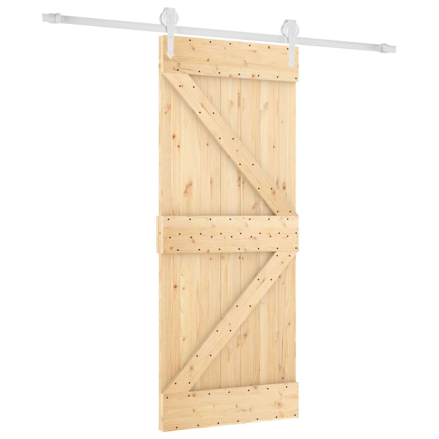vidaXL Schiebetür Natur und Weiß 85 x 210 cm Massivkiefer 3445171