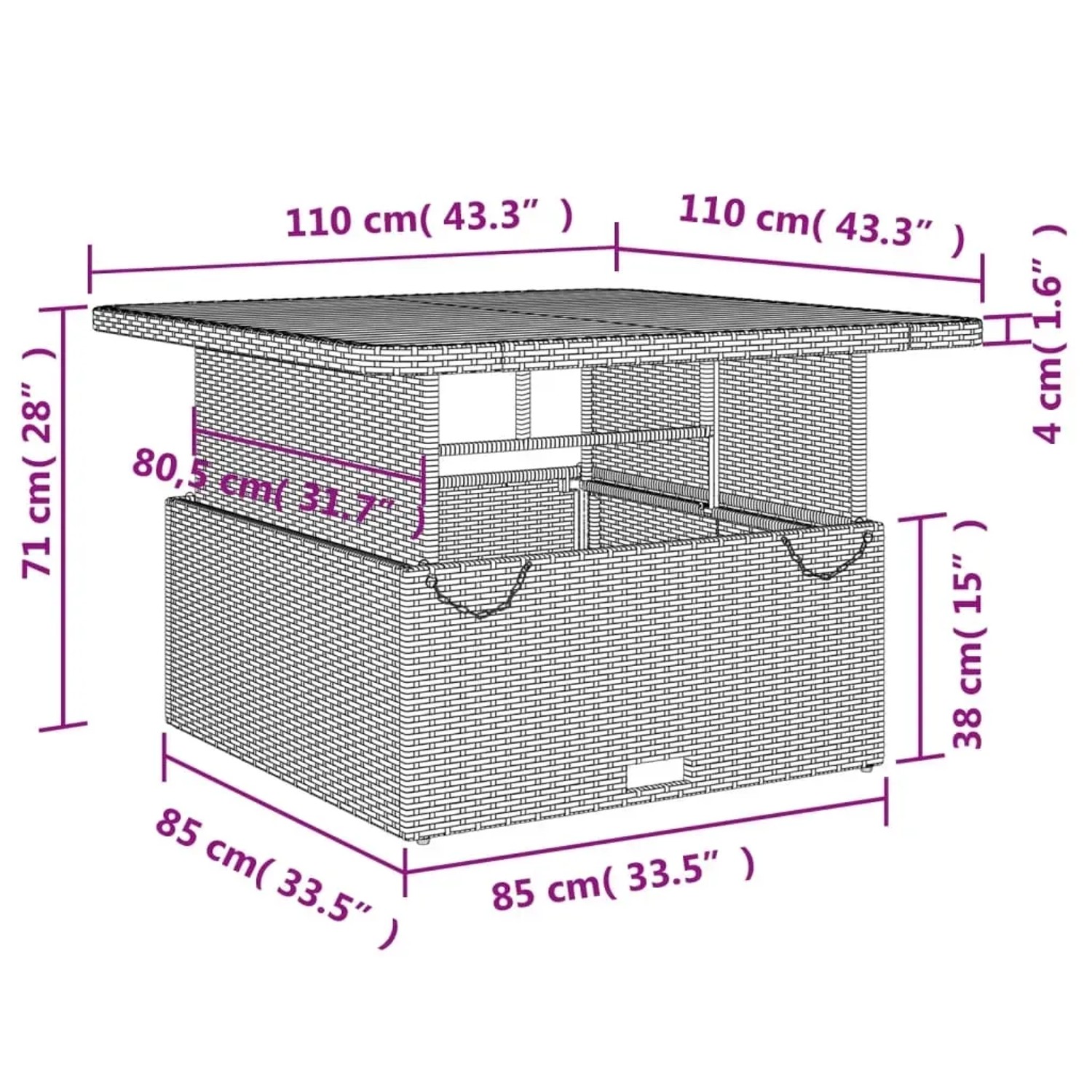vidaXL Garten-Essgruppe, 4-teilig, beige Poly Rattan, Maße. Ideal für Garten/Terrasse.