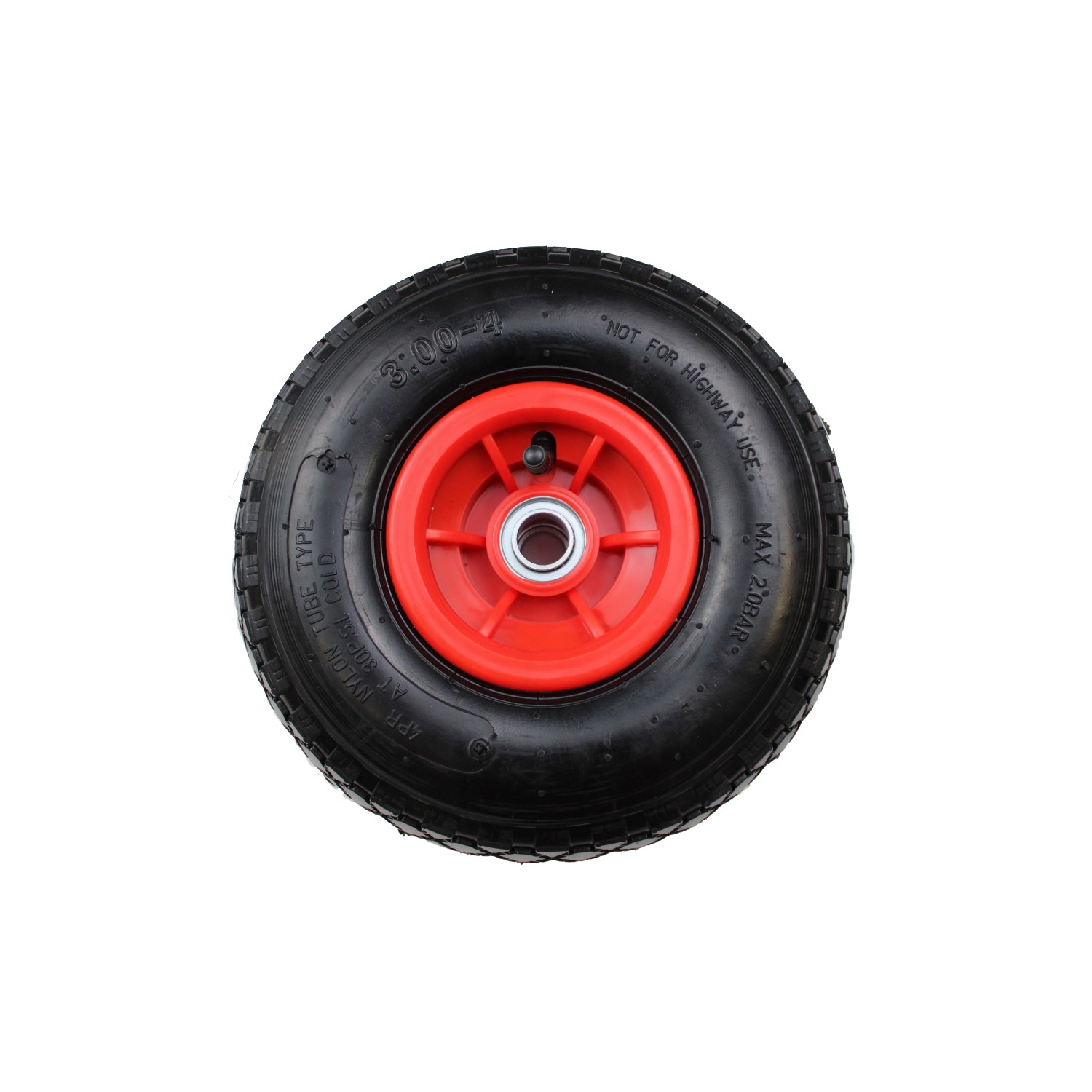 TRUTZHOLM Sackkarrenrad Luftrad 260x85mm 3.00-4 60mm Versetze Nabe Durchmesser 20mm 4PR Gewebe Rot