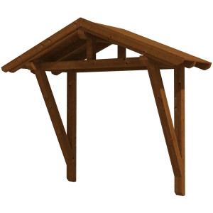 Skan Holz Haustür-Vordach Stralsund 2, Nussbaum lasiert, 289x116 cm, aus Konstruktionsvollholz.