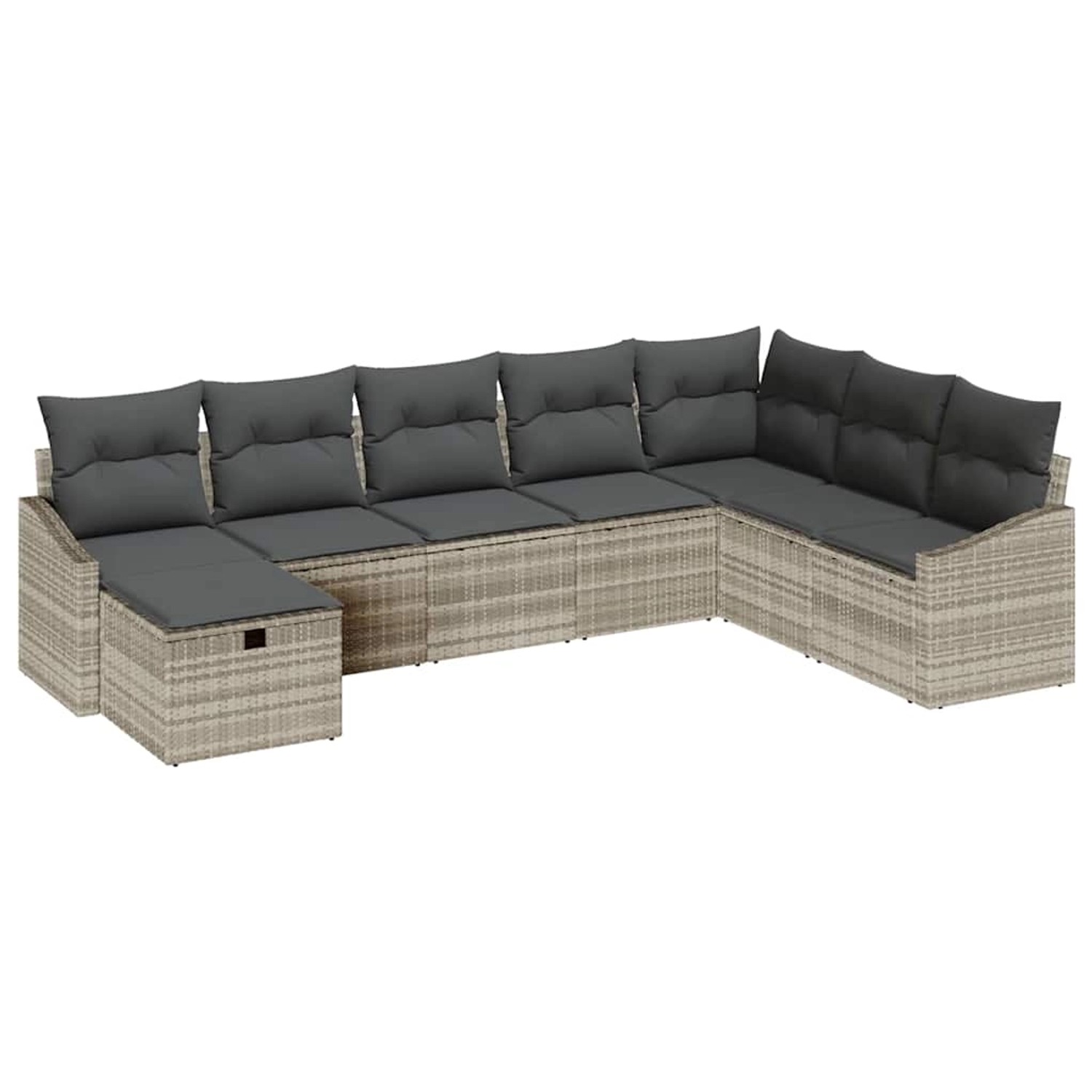 vidaXL Garten-Sofa-Set mit Kissen 8-Tlg Hellgrau Poly Rattan 3359331 günstig online kaufen