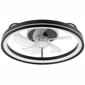 Lamkur LED-Deckenleuchte Fargo mit Ventilator, schwarz-weiß, Ø 50cm. Deckenleuchte mit Ventilator.