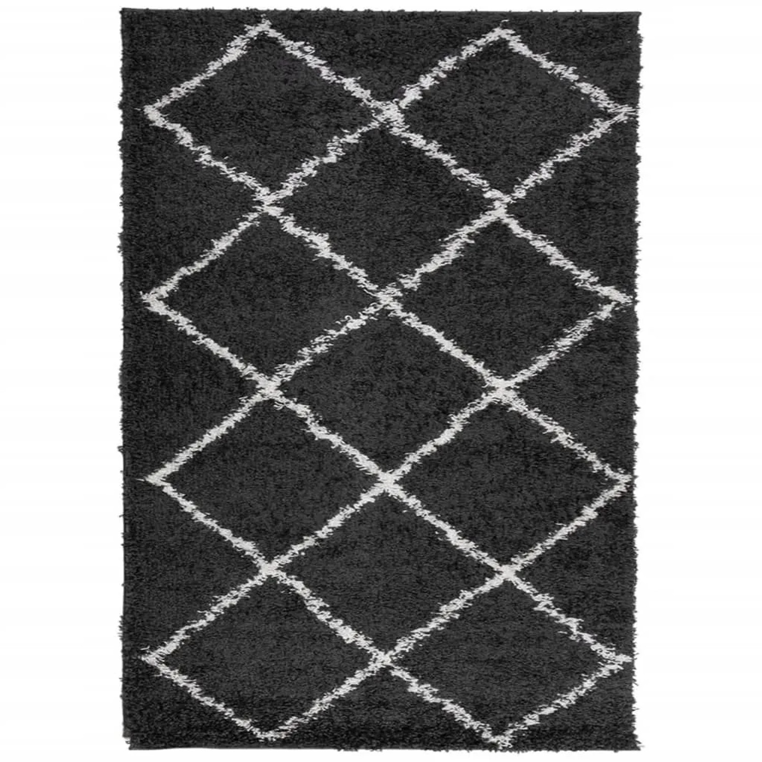 vidaXL Shaggy-Teppich PAMPLONA Hochflor Modern Schwarz Creme 140x200cm 3754 günstig online kaufen