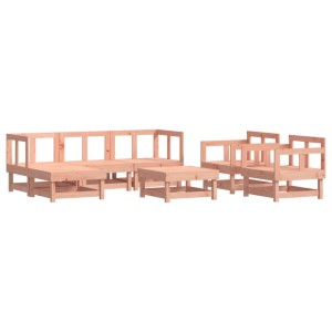 7-teiliges Garten-Lounge-Set aus Douglasie-Holz. Gartenmöbel mit Sofas, Sesseln und Tisch.