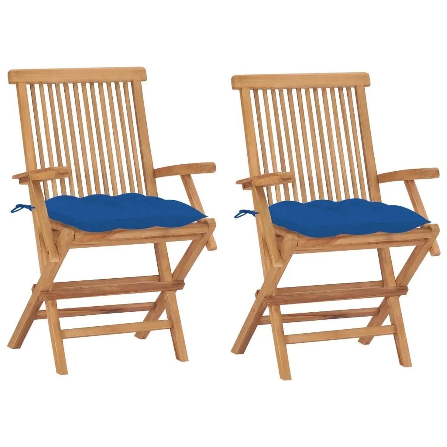 vidaXL Gartenstühle mit Blauen Kissen 2 Stk Massivholz Teak 3062512 günstig online kaufen
