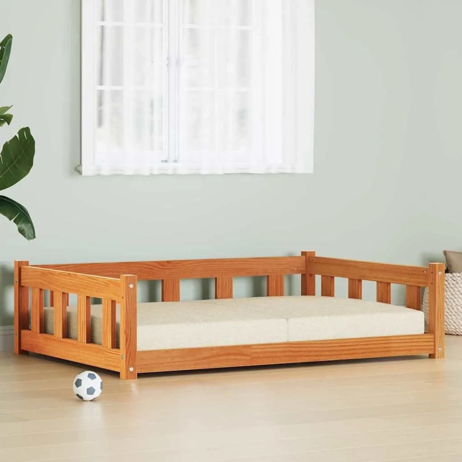 vidaXL Hundebett Wachsbraun 100 x 70 x 28 cm Massives Kiefernholz 869886_2