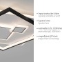 Moderne, weiße LED-Deckenleuchte Mailak von Paul Neuhaus, 57x57 cm, mit schwarzem Rahmen.