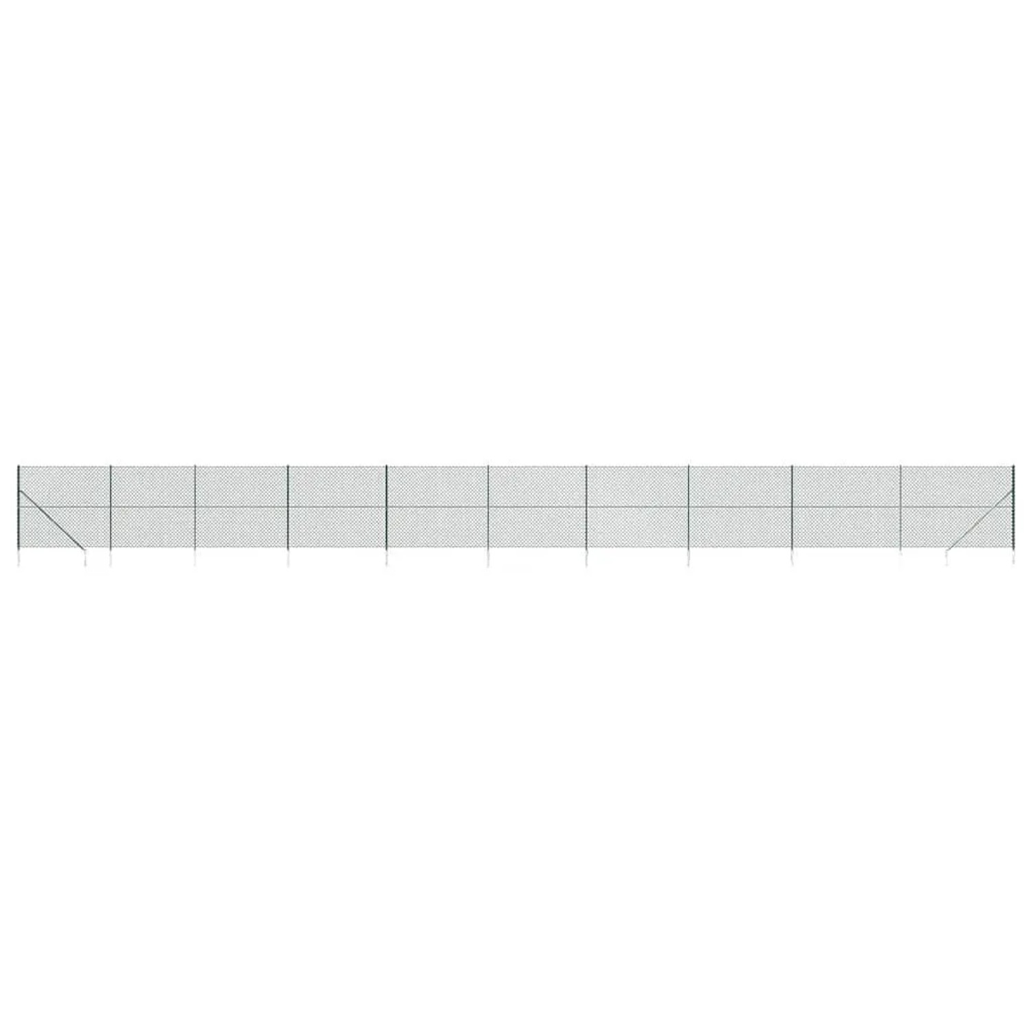 vidaXL Maschendrahtzaun mit Bodenhülsen Grün 1,4x25 m 153931