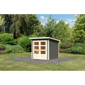 Karibu Holz-Gartenhaus Sitten mit Pultdach, lackiert, 182x182 cm.