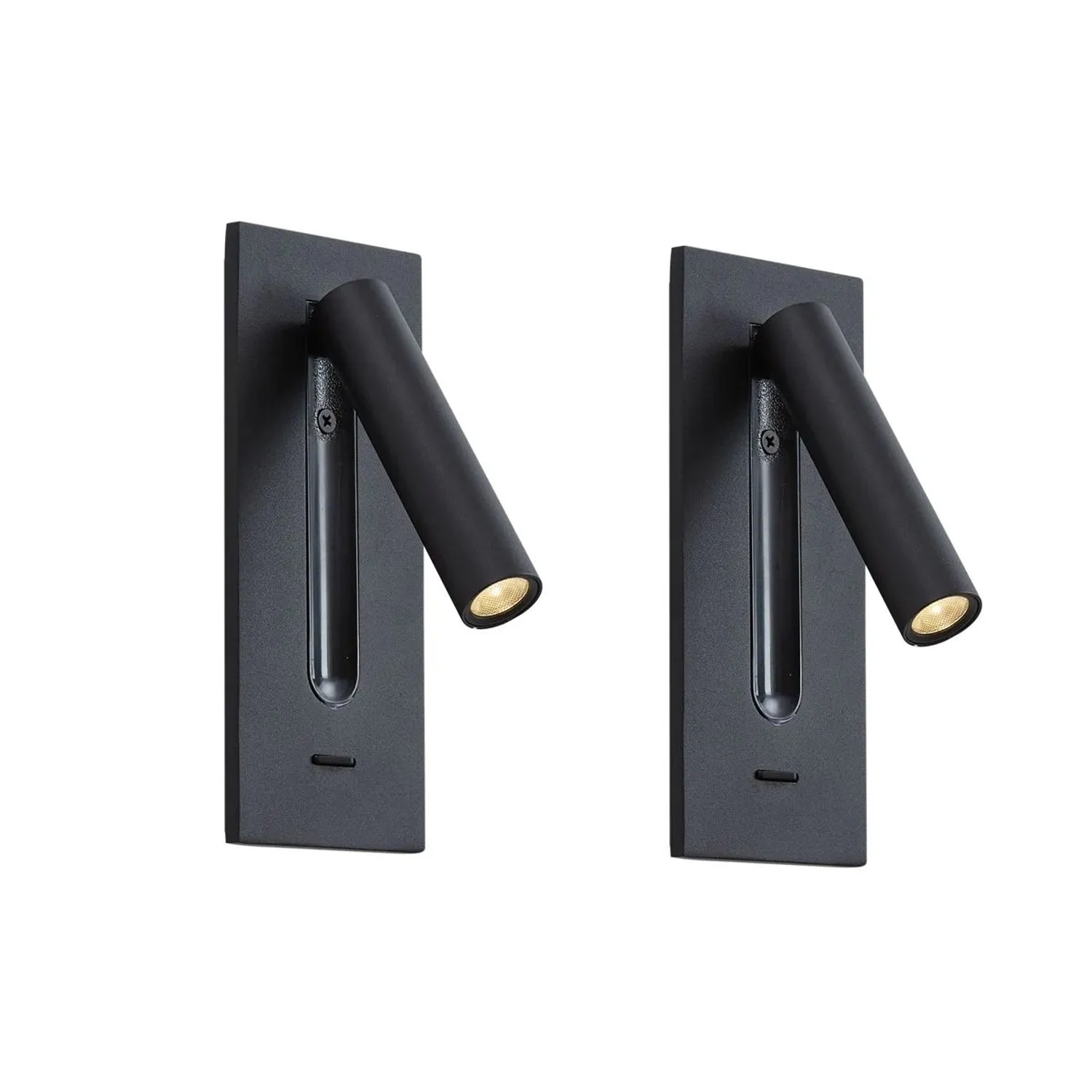 QAZQA 2er Set Moderne Wandleuchten Schwarz inkl  LED Plaza