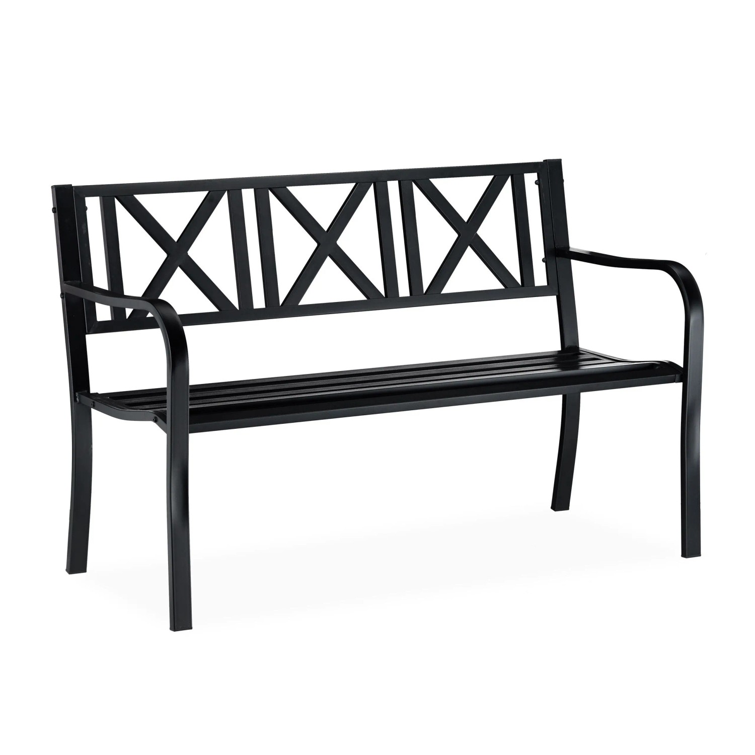 Relaxdays Gartenbank Stahl Schwarz 127 cm x 56 cm x 81 cm