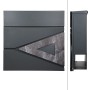 ML-Design Standbriefkasten mit Zeitungsfach und Pfosten, Edelstahl Silber, Ansicht von vorn und der Seite.