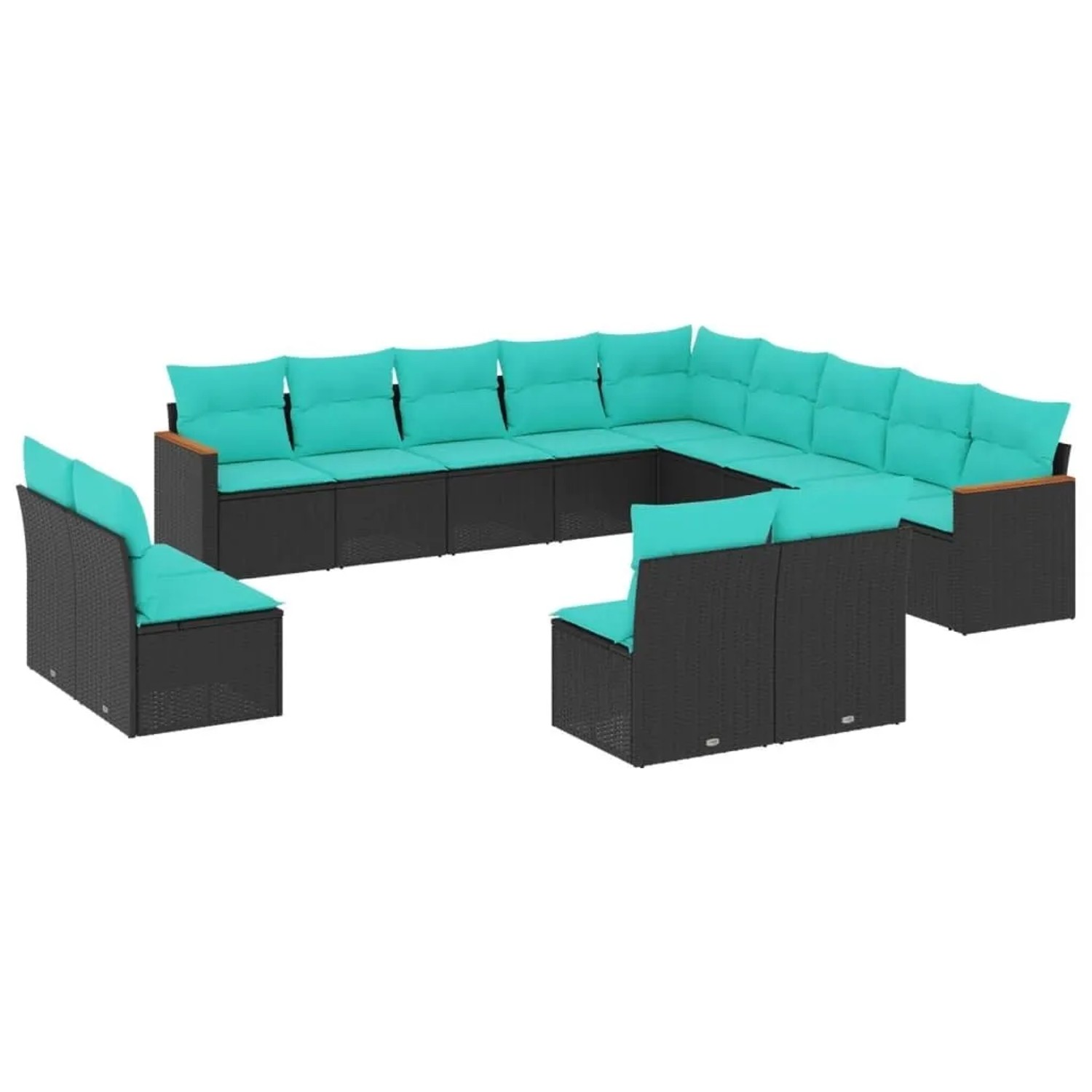 vidaXL 13-Tlg Gartensofa-Set mit Kissen Schwarz Polyrattan 3226484 günstig online kaufen