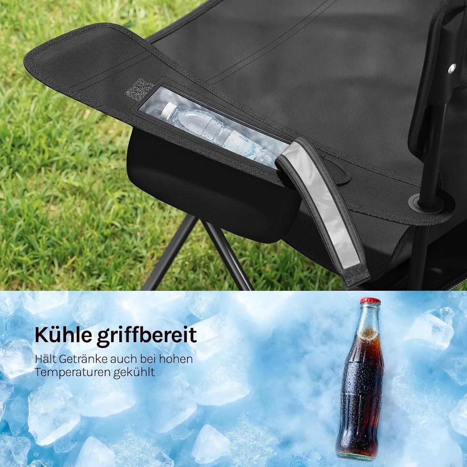 WOLTU Campingstuhl Klappbar Leicht mit Hochlehne Kühltasche Getränkehalter_4
